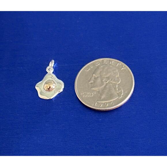 Sterling Silver Egg Necklace with Bronze Yoke, - Picture 5 of 5